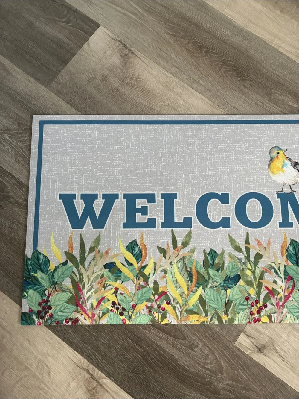 NWT- Welcome Entrance Door Mat with Botanical Bird 16x28